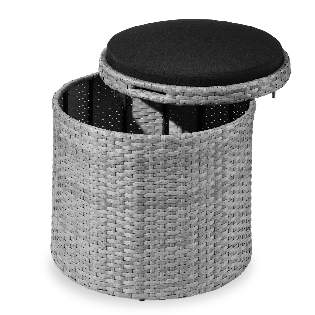 Best Choice Products Round Wicker Ottoman, Multipurpose Furniture w/ Removable Cushion, Steel Frame